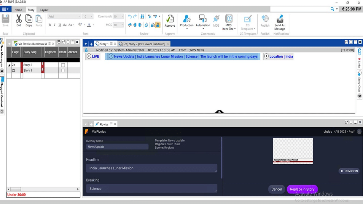 AP ENPS UI with Viz Flowics plugin